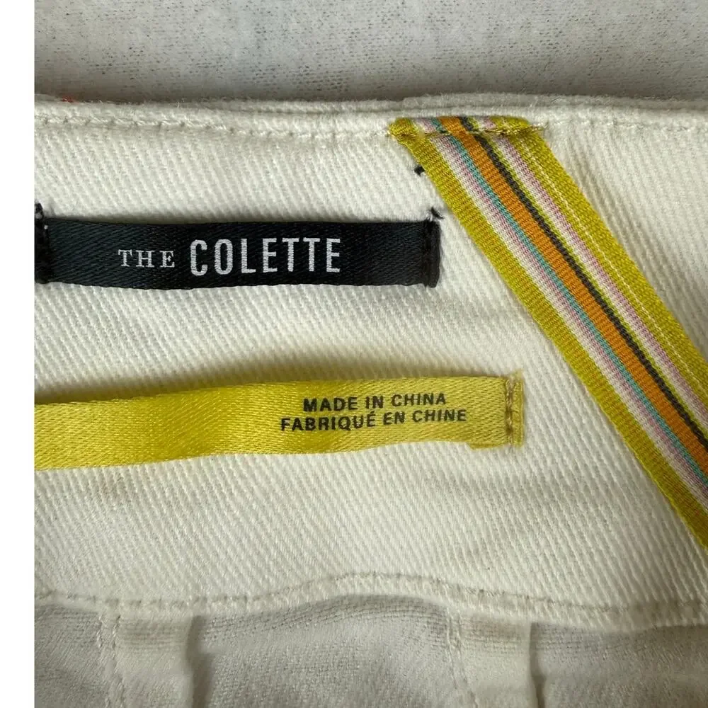 Maeve Anthropologie Colette Floral Embroidered White Jeans 28 - Picture 8 of 10